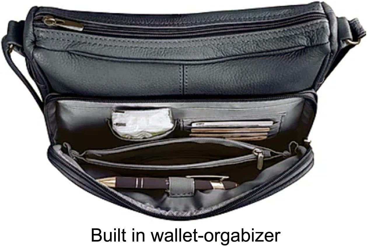Medium Leather Handbag | Ladies Shoulder Bag | Organizer W Built in Wallet