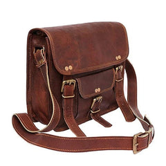 13" Vintage Leather Messenger Bag Leather Handmade Crossbody Bags