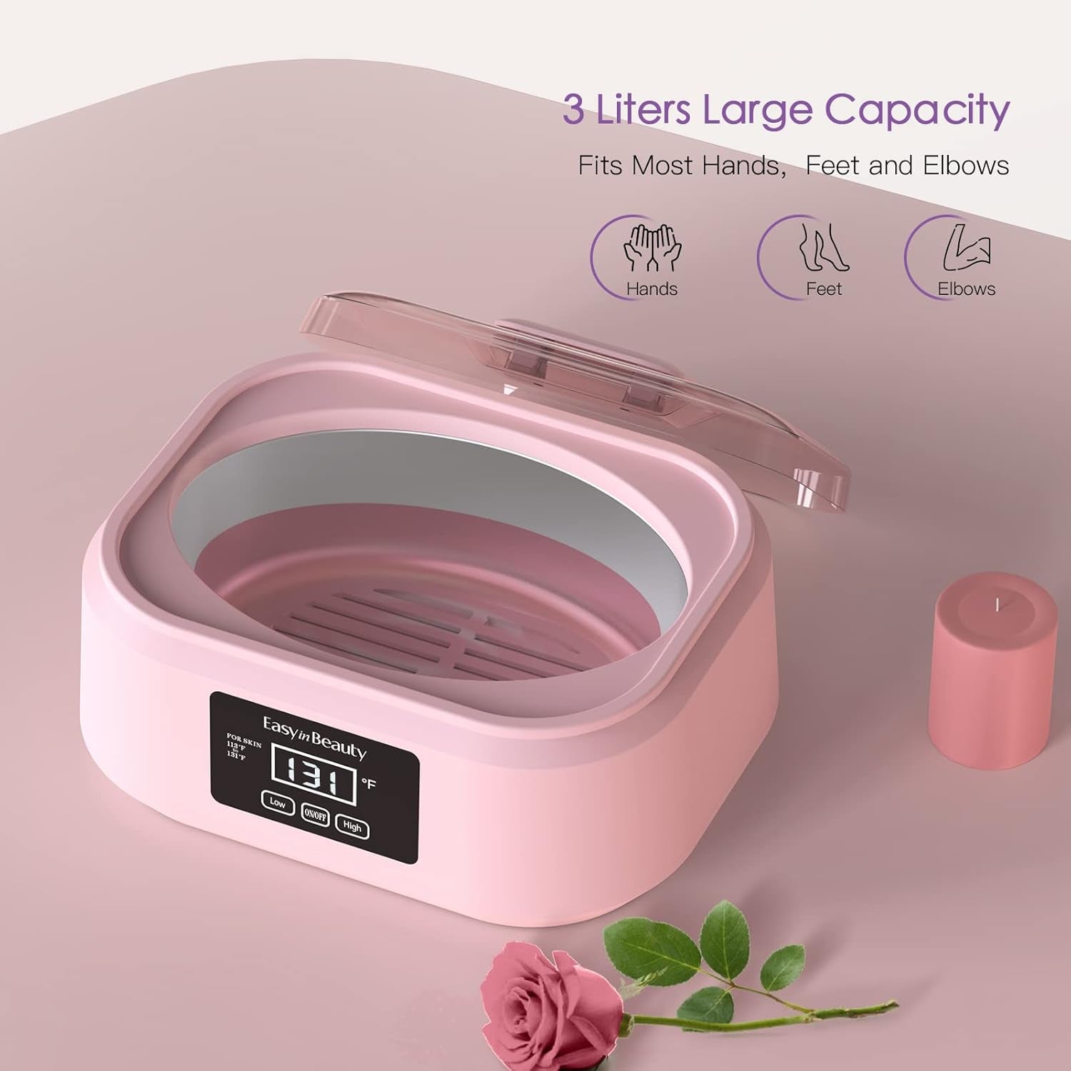 Paraffin Wax Machine for Hand and Feet, Touchscreen 3000Ml Paraffin Wax Warmer with 6 Packs Rose Wax (2.64 Lbs), Paraffin Hot Wax Spa for Therapy, Paraffin Bath for Smooth & Soft Skin