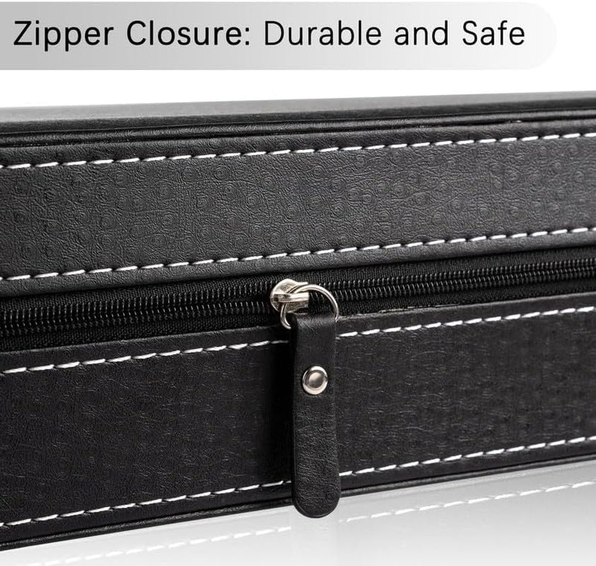 Watch Box for Men, 12-Slot Watch Display Case with Zipper, Father'S Day Gift Mens Watch Holder, PU Leather Watch Storage Box, Removable Watch Pillows, Jewelry and Watch Storage Case, Black