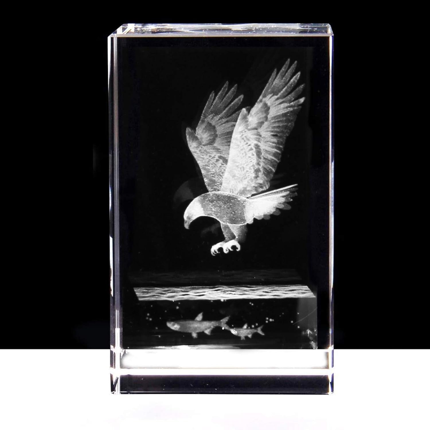 3D Eagle Paperweight(Laser Etched) in Crystal Glass Cube Birthday/Christmas Gifts(No Included LED Base)(3.1X2X2 Inch)